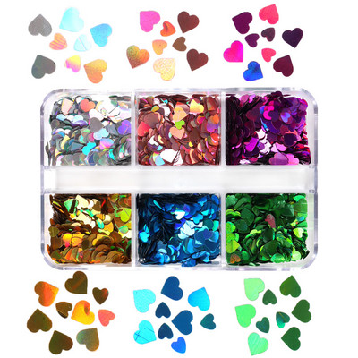 Mermaid Heart glitter flitterek körömdíszítő készlet pelyhes manikűr kiegészítők barkácsoláshoz Valentin-nap UV gél köröm tippek tervezése