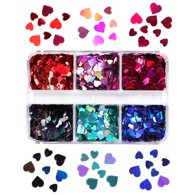 Mermaid Heart glitter flitterek körömdíszítő készlet pelyhes manikűr kiegészítők barkácsoláshoz Valentin-nap UV gél köröm tippek tervezése