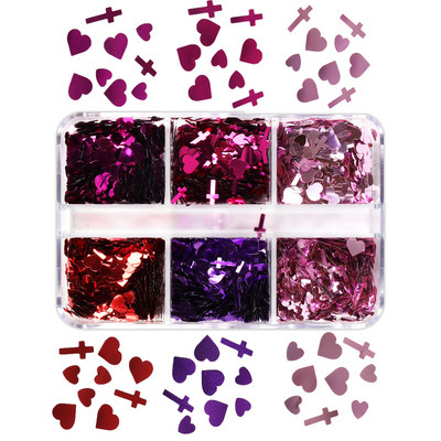 Mermaid Heart glitter flitterek körömdíszítő készlet pelyhes manikűr kiegészítők barkácsoláshoz Valentin-nap UV gél köröm tippek tervezése
