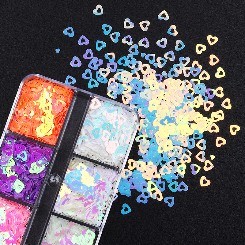 Mermaid Heart glitter flitterek körömdíszítő készlet pelyhes manikűr kiegészítők barkácsoláshoz Valentin-nap UV gél köröm tippek tervezése