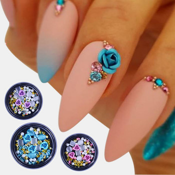 3D кристали за нокти Розови бижута Разнообразни Направи си сам скъпоценни камъни Очарователна смес Кристални декорации за нокти Гел Блестящи талисмани Аксесоари за нокти