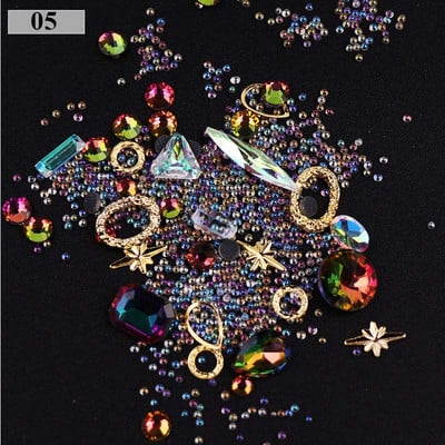 3D-küünte kividest roosiehted Mitmekesised isetegemise kalliskivid võluv segu kristallist küünekunsti kaunistused geel-sära võlusid küünetarvikud