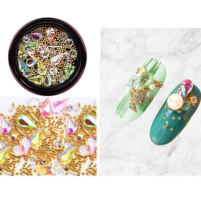 3D-küünte kividest roosiehted Mitmekesised isetegemise kalliskivid võluv segu kristallist küünekunsti kaunistused geel-sära võlusid küünetarvikud