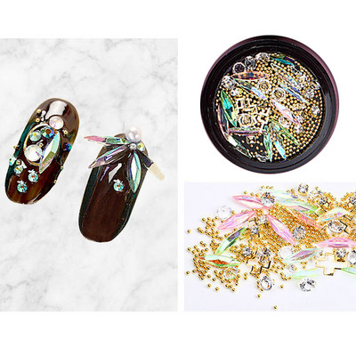 3D-küünte kividest roosiehted Mitmekesised isetegemise kalliskivid võluv segu kristallist küünekunsti kaunistused geel-sära võlusid küünetarvikud