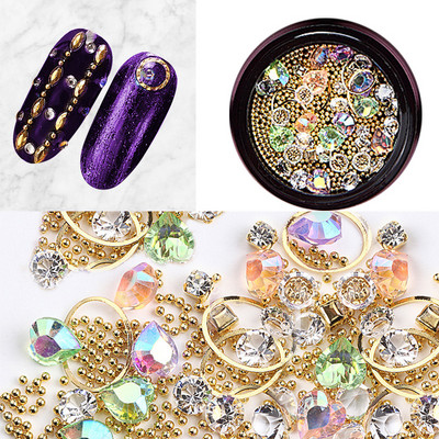 3D-küünte kividest roosiehted Mitmekesised isetegemise kalliskivid võluv segu kristallist küünekunsti kaunistused geel-sära võlusid küünetarvikud