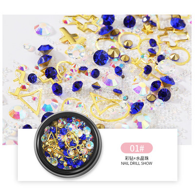 3D-küünte kividest roosiehted Mitmekesised isetegemise kalliskivid võluv segu kristallist küünekunsti kaunistused geel-sära võlusid küünetarvikud