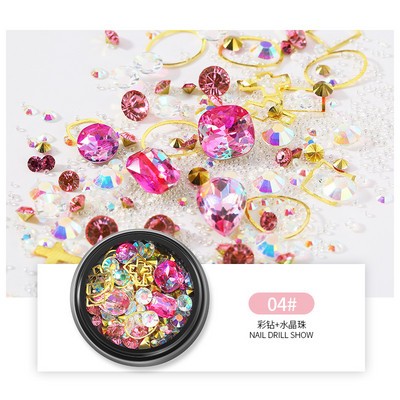 3D-küünte kividest roosiehted Mitmekesised isetegemise kalliskivid võluv segu kristallist küünekunsti kaunistused geel-sära võlusid küünetarvikud