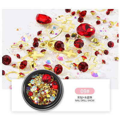 3D-küünte kividest roosiehted Mitmekesised isetegemise kalliskivid võluv segu kristallist küünekunsti kaunistused geel-sära võlusid küünetarvikud