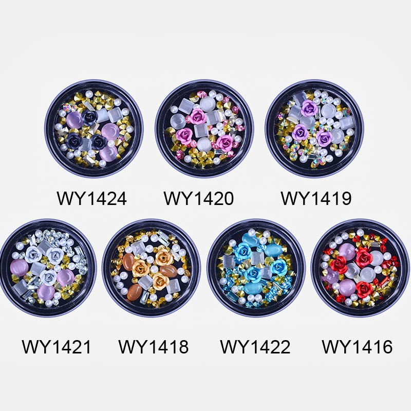 3D-küünte kividest roosiehted Mitmekesised isetegemise kalliskivid võluv segu kristallist küünekunsti kaunistused geel-sära võlusid küünetarvikud