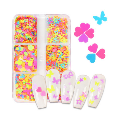 Neonske boje miješanog oblika Šljokice Nail Art dodaci Flake Butterfly Love Star Pribor za manikuru za DIY gel tips noktiju Dekoracija