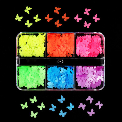 Neon színű vegyes formájú flitterek körömművészet kiegészítők Flake Butterfly Love Star manikűr kellékek barkácsoláshoz gél körömvégek díszítés