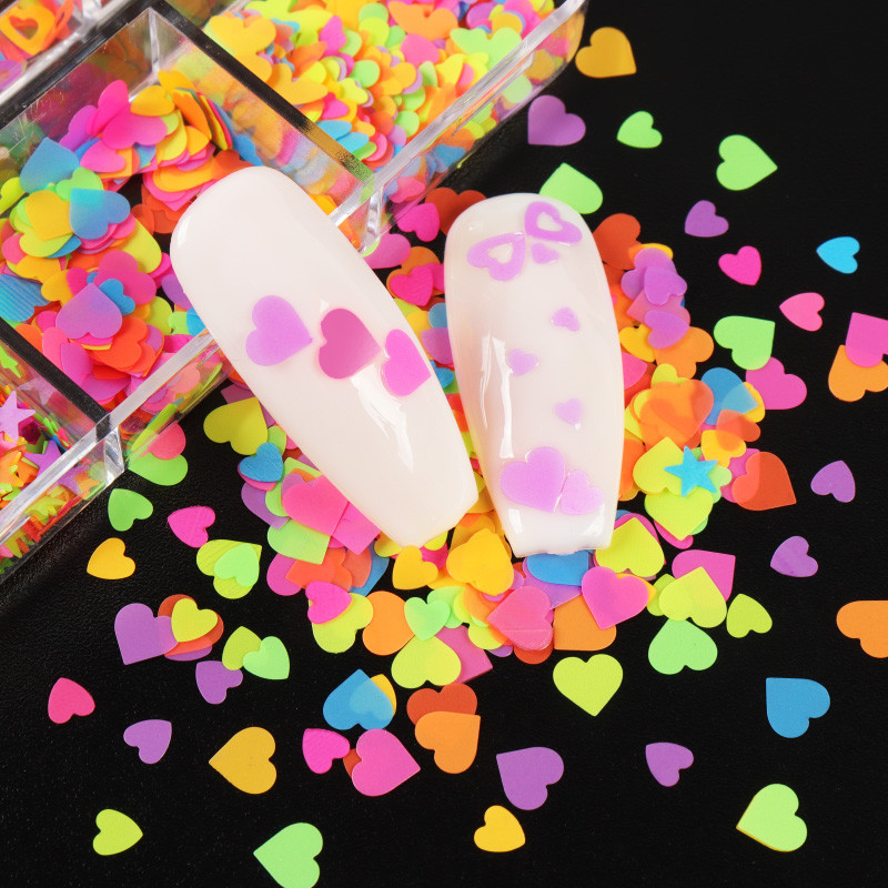 Neon színű vegyes formájú flitterek körömművészet kiegészítők Flake Butterfly Love Star manikűr kellékek barkácsoláshoz gél körömvégek díszítés