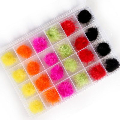 24 vnt / rinkinys Spalvingi pomponai pliušiniai nagų papuošimai Minkštas plaukų kamuoliukas, nuimamas magnetas, mados dalys, nagų reikmenys, priedai