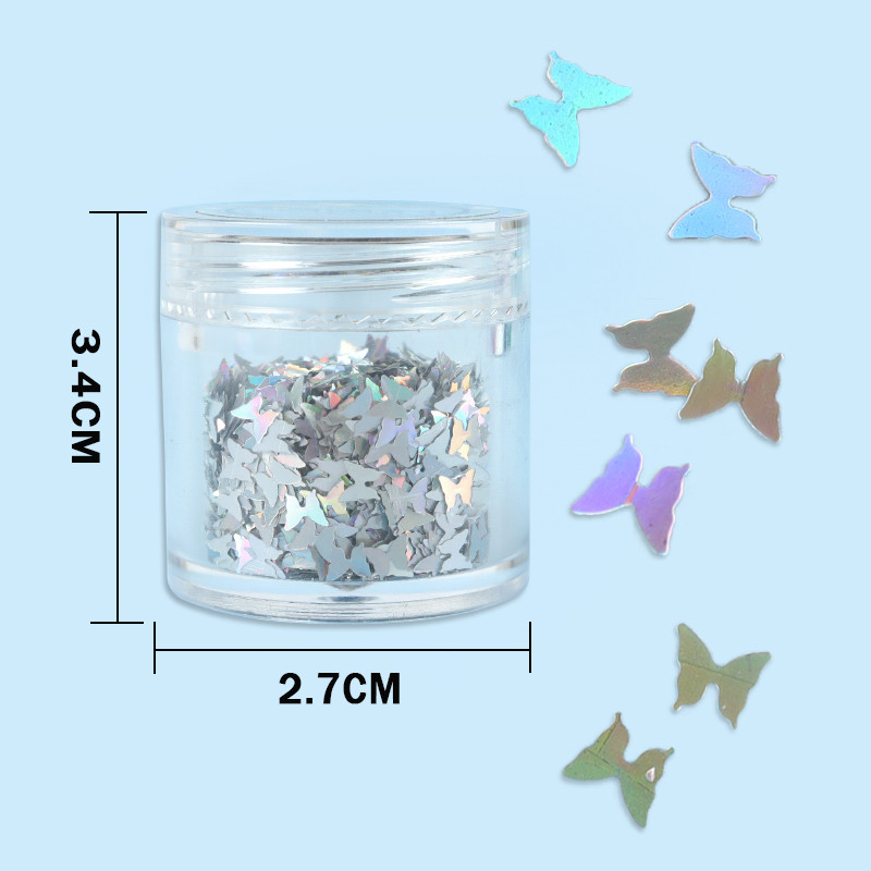 12 doboz holografikus pillangós köröm flitter szett lézeres ezüst arany pehely DIY manikűr design körömdíszítési kiegészítő készletek