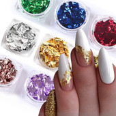9 kutija u boji od aluminijske folije Nail Art sa svjetlucavim šljokicama Nepravilne pahuljice Dodaci za ukrase za manikuru za DIY lak za dizajn noktiju