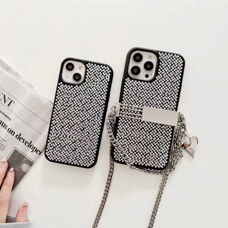 Αξεσουάρ Universal Mobile Phone Clip Αξεσουάρ μόδας Long Crossbody Chain Full Drill Case Phone for Iphone 13pro 12promax
