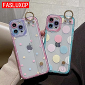 Πολύχρωμο γεωμετρικό λουρί καρπού Διάφανη θήκη για iPhone 14 13 12 Pro Max 11 7Plus 8 X XR XS Camera Protect Cover