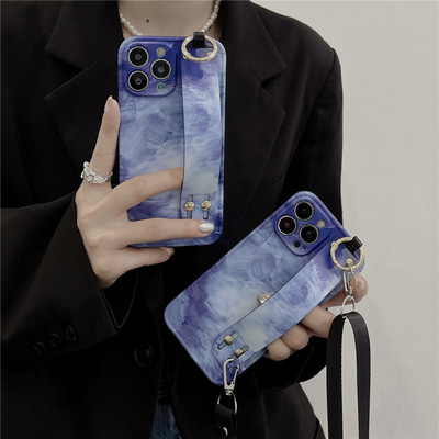 INS Abstract Pattern Θήκη τηλεφώνου για το iPhone 14 Pro Max 13 12 11 XS XR 7 8 Plus Crossbody λουράκι καρπού πίσω κάλυμμα