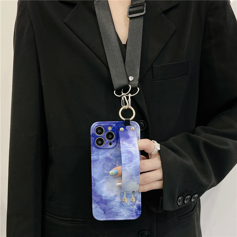 INS Abstract Pattern apyrankės telefono dėklas, skirtas iPhone 14 Pro Max 13 12 11 XS XR 7 8 Plus Crossbody Lanyard riešo dirželio galinis dangtelis