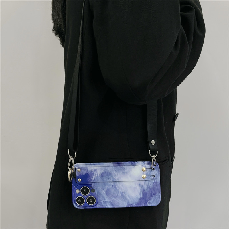 INS Abstract Pattern apyrankės telefono dėklas, skirtas iPhone 14 Pro Max 13 12 11 XS XR 7 8 Plus Crossbody Lanyard riešo dirželio galinis dangtelis