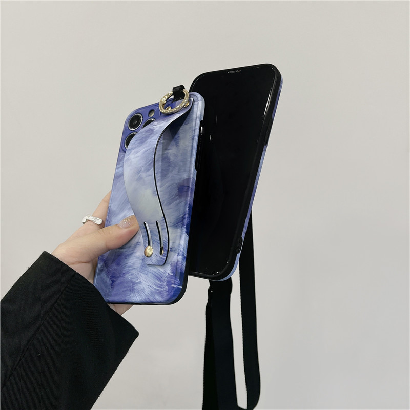 INS Abstract Pattern apyrankės telefono dėklas, skirtas iPhone 14 Pro Max 13 12 11 XS XR 7 8 Plus Crossbody Lanyard riešo dirželio galinis dangtelis