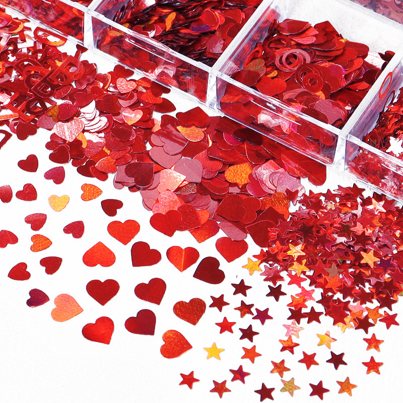 Holografski crveni leptir za nokte Svjetlucave šljokice Laser Javorov list Zvjezdasti krug Razni oblici Pahuljice Dodaci za ukrašavanje noktiju