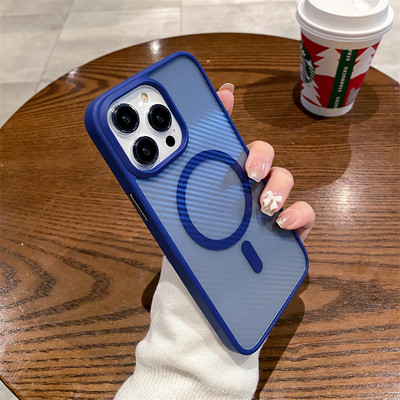 Tekstura od ugljičnih vlakana za magnetsko bežično punjenje Magsafe torbica za iPhone 14pro 13 14Pro Max tvrda maska otporna na udarce