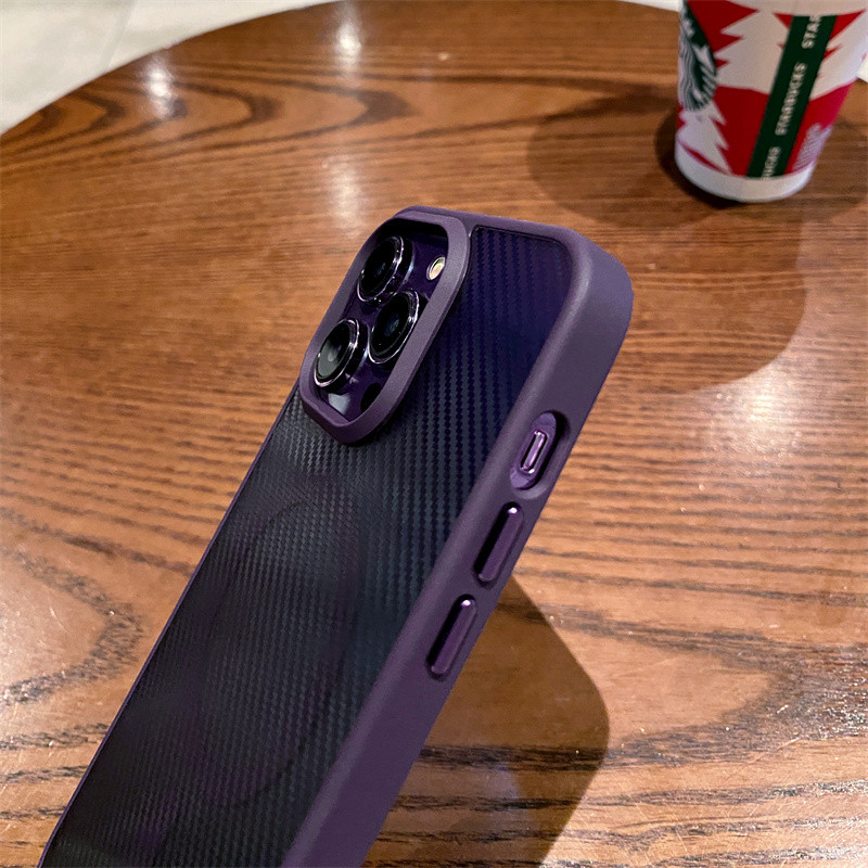 Tekstura od ugljičnih vlakana za magnetsko bežično punjenje Magsafe torbica za iPhone 14pro 13 14Pro Max tvrda maska otporna na udarce