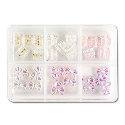 6 rešetki/set 3D Aurora mašna Nakit za nokte AB Suknja u boji Nail Art Smola Drago kamenje Ukrasni dodaci za dizajn manikure