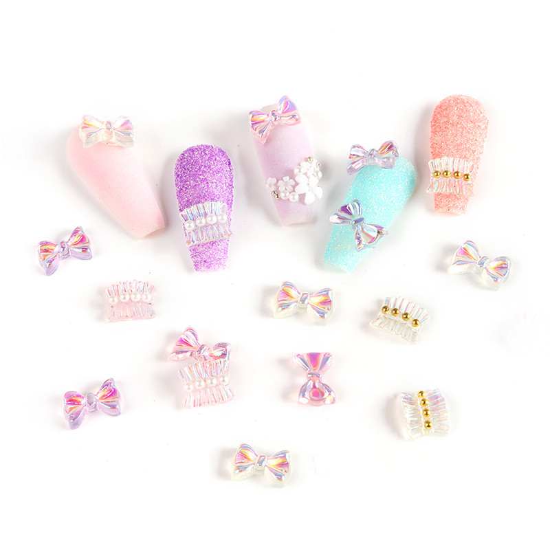 6 rešetki/set 3D Aurora mašna Nakit za nokte AB Suknja u boji Nail Art Smola Drago kamenje Ukrasni dodaci za dizajn manikure