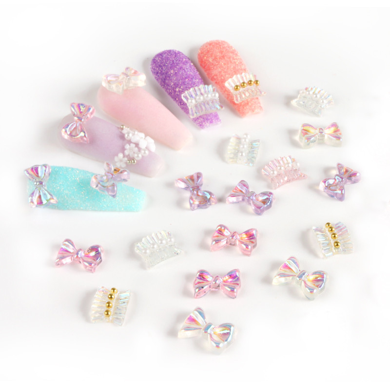 6 rešetki/set 3D Aurora mašna Nakit za nokte AB Suknja u boji Nail Art Smola Drago kamenje Ukrasni dodaci za dizajn manikure