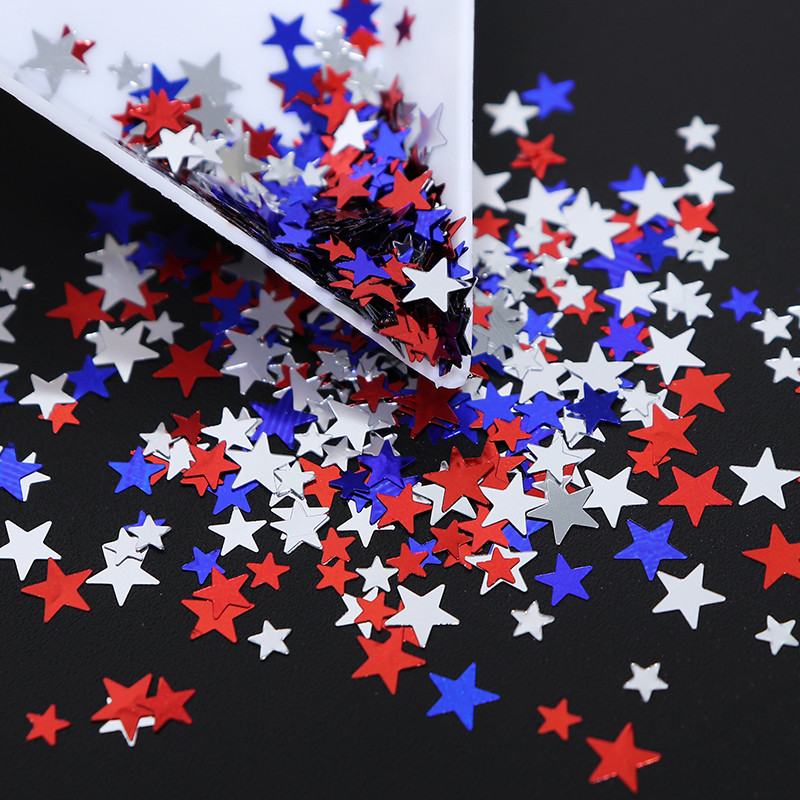 Κόκκινο μπλε πεντάκτινο αστέρι Nail Art Glitter πούλιες Γυαλιστερό ασημί χρυσό μικτό μέγεθος Flake Nail Art Διακόσμηση αξεσουάρ και εργαλείο