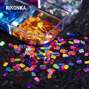 Holographic Flake Small Square Sequin Nail Charm Πολύχρωμο Ορθογώνιο Διακοσμητικό Σετ Αξεσουάρ Τα πάντα για Νύχια