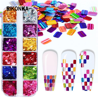Holographic Flake Small Square Sequin Nail Charm Πολύχρωμο Ορθογώνιο Διακοσμητικό Σετ Αξεσουάρ Τα πάντα για Νύχια
