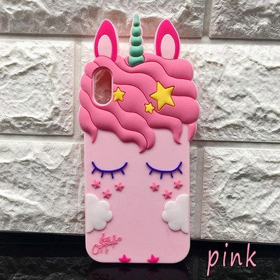 2018 3D Cartoon sexy Eyelash Розов еднорог конски калъф за телефон за iPhone X 5 SE 6 6 s плюс 7 8 плюс Черен Бял Гумен заден капак