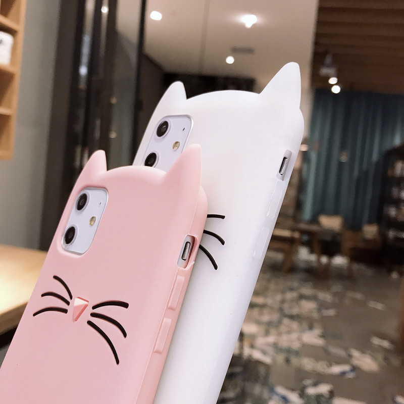 Калъф за калъф за Iphone 5 5SCute силиконов 3D блясък мек TPU котешки калъфи за телефон Apple 6 6s 7 8 11 X XR Xs Max Fundas Coque за момиче
