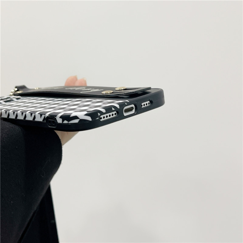 Θήκη τηλεφώνου INS Houndstooth Wristband για iPhone 14 14Pro Max 13 12 Pro 11 XS XR 8 Plus Κάλυμμα πλάτης με κορδόνι καρπού