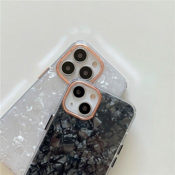 Калъф за телефон INS Metal Lens Shell Pattern Anti-fall за iPhone 14 14Pro Max 13 12 11 Pro Мек силиконов противоударен брониран заден капак