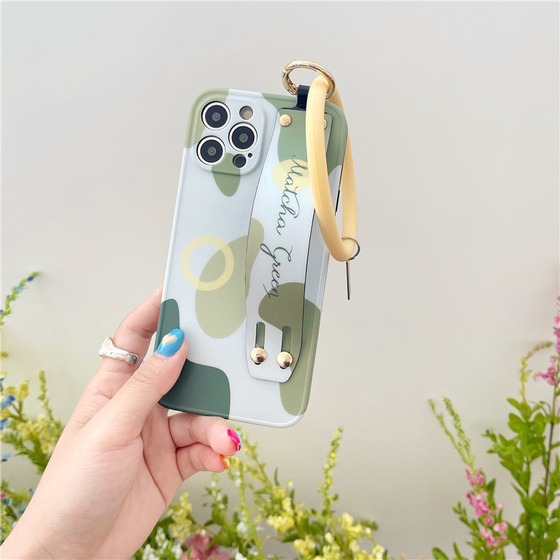 Калъф за телефон с каишка за китка INS Art Graffiti за iPhone 14 14Pro Max 13 12 Pro 11 XS XR 8 Plus Simple Circle Ring Мек силиконов капак