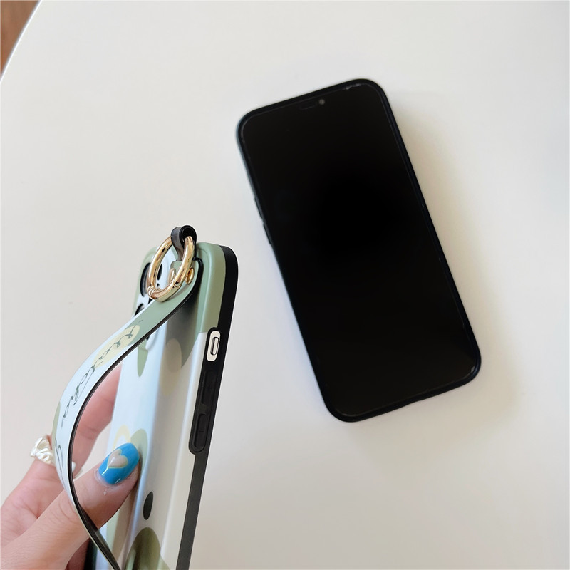 Калъф за телефон с каишка за китка INS Art Graffiti за iPhone 14 14Pro Max 13 12 Pro 11 XS XR 8 Plus Simple Circle Ring Мек силиконов капак