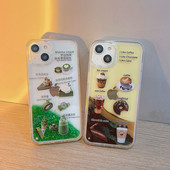 Калъф за телефон INS Coffee Cake Quicksand за iPhone 14 14Pro Max 13 Pro 12 11 XS XR X Clear Dynamic Liquid удароустойчив заден капак