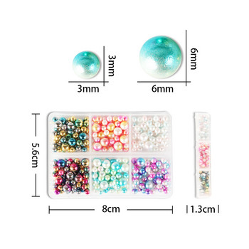 AB Color Mermaid Round Beads Διακόσμηση νυχιών Πλαστικό μαργαριτάρι στρας νυχιών Μικτές έγχρωμες πολύτιμες πέτρες για DIY σχέδιο μανικιούρ