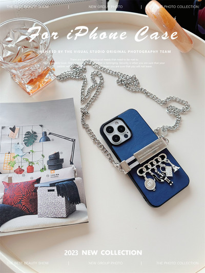 Страхотен моден калъф за Iphone 14 Pro Max 13pro 12Pro 11 Xsmax Xr Metal Cross Street Trend Blue Design Tidal Current Element Shell