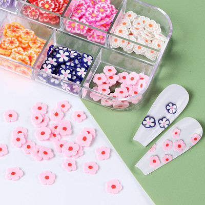 Kawaii Red Flower Sequins Αξεσουάρ Διακόσμησης Νυχιών Πολυμερής Slice Nail Art Charm Parts For DIY Εργαλεία Μανικιούρ προμήθειες