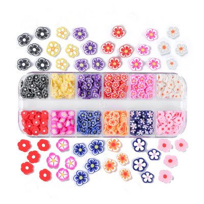 Kawaii Red Flower Sequins Αξεσουάρ Διακόσμησης Νυχιών Πολυμερής Slice Nail Art Charm Parts For DIY Εργαλεία Μανικιούρ προμήθειες
