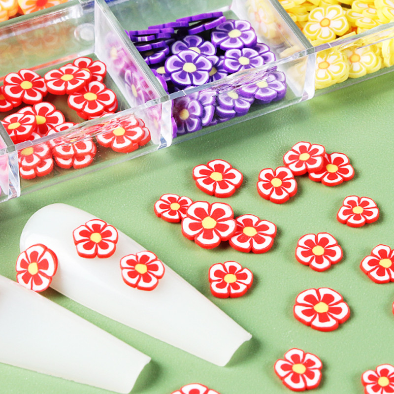 Kawaii Red Flower Sequins Αξεσουάρ Διακόσμησης Νυχιών Πολυμερής Slice Nail Art Charm Parts For DIY Εργαλεία Μανικιούρ προμήθειες