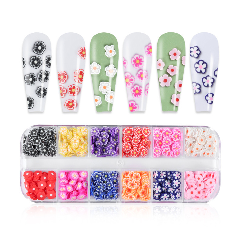 Kawaii Red Flower Sequins Αξεσουάρ Διακόσμησης Νυχιών Πολυμερής Slice Nail Art Charm Parts For DIY Εργαλεία Μανικιούρ προμήθειες