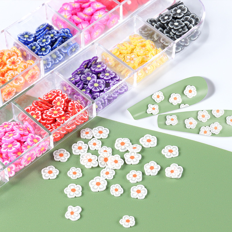 Kawaii Red Flower Sequins Αξεσουάρ Διακόσμησης Νυχιών Πολυμερής Slice Nail Art Charm Parts For DIY Εργαλεία Μανικιούρ προμήθειες