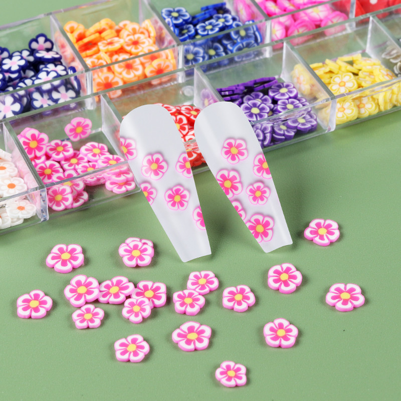 Kawaii Red Flower Sequins Αξεσουάρ Διακόσμησης Νυχιών Πολυμερής Slice Nail Art Charm Parts For DIY Εργαλεία Μανικιούρ προμήθειες