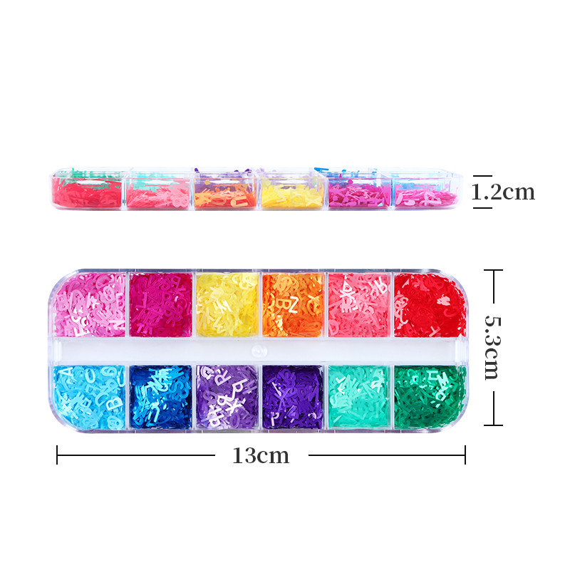 Engleska abeceda sa svjetlucavim šljokicama Dodaci za ukrašavanje noktiju Listovi u boji Pribor za manikuru Dijelovi alata za UV lak za nokte